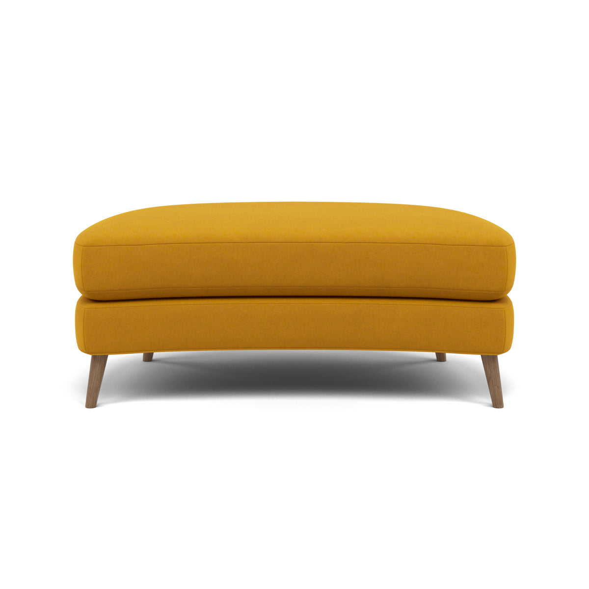 Phoebe Oval Footstool - Oval Cuddler Stool Grade B — Plush Velvet Turmeric / Weathered Oak, gallery image 2
