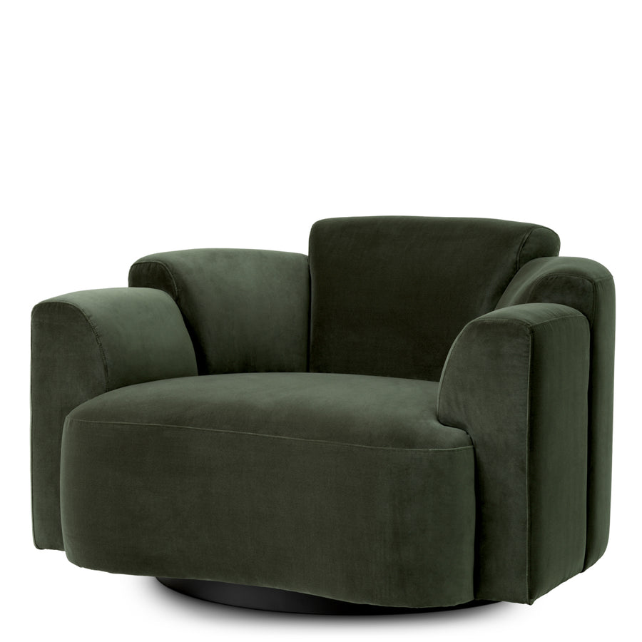 Eichholtz Marbella Swivel Armchair Torrin Green Velvet - Swivel Armchair Torrin Green Velvet Armchairs Sterling Home 1