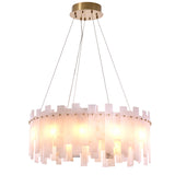 Eichholtz Pizzorni Chandelier Antique Brass Finish and Alabaster