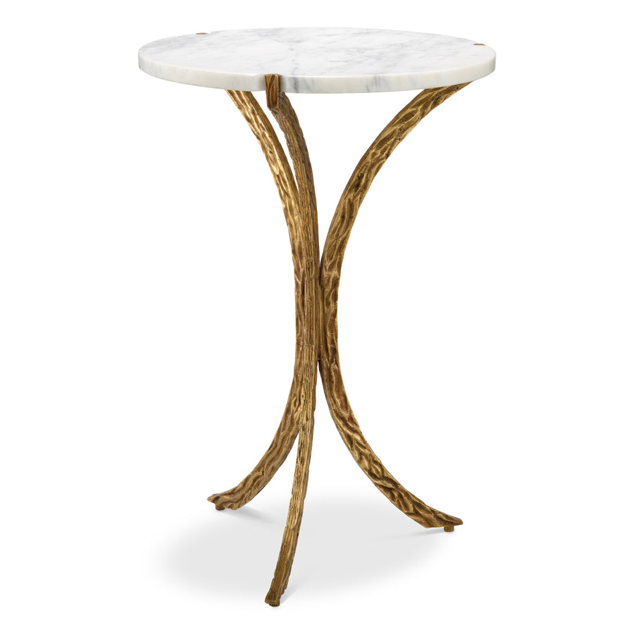 Eichholtz Emmeline Side Table White Marble / Vintage Brass Finish - Side Table White Marble / Vintage Brass Finish Side Tables Sterling Home 1