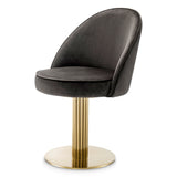 Eichholtz Dorland Swivel Dining Chair Roche Dark Grey Velvet Brushed Brass Finish