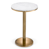 Eichholtz Tavolara Side Table Vintage Brass Finish White Marble Top