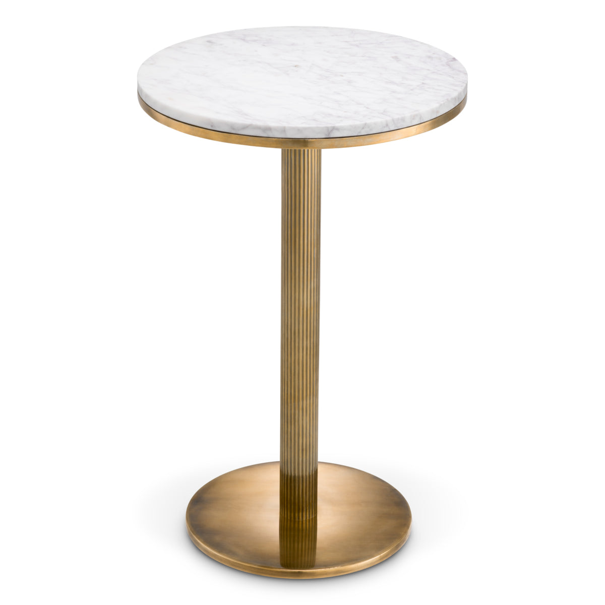Eichholtz Tavolara Side Table Vintage Brass Finish White Marble Top - Side Table Vintage Brass Finish White Marble Top Side Tables Sterling Home 1