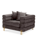 Eichholtz York Armchair Savona Grey Velvet Brushed Brass Legs - Armchair Savona Grey Velvet Armchairs Sterling Home 1