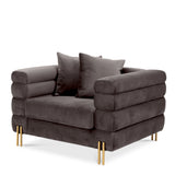 Eichholtz York Armchair Savona Grey Velvet Brushed Brass Legs