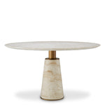 Eichholtz Genova Round Dining Table Travertine Brushed Brass Finish - Round Dining Table Travertine Brushed Brass Finish Dining Tables Sterling Home 1