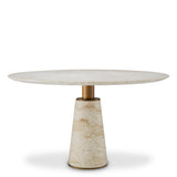 Eichholtz Genova Round Dining Table Travertine Brushed Brass Finish