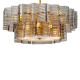 Eichholtz Silvano Chandelier Smoke and Frosted Glass Antique Brass Finish