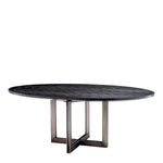 Eichholtz Melchior Oval Dining Table Charcoal Oak Veneer / Bronze Finish - Oval Dining Table Charcoal Oak Veneer / Bronze Finish. Dining Tables Sterling Home 1
