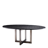Eichholtz Melchior Oval Dining Table Charcoal Oak Veneer / Bronze Finish