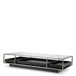 Eichholtz Roxton Coffee Table Brushed Steel Finish Clear Glass Black Veneer - Coffee Table Brushed Steel Finish Clear Glass Black Veneer Side Tables Sterling Home 1