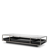 Eichholtz Roxton Coffee Table Brushed Steel Finish Clear Glass Black Veneer