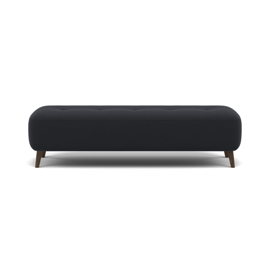Phoebe Footstool - Medium Bench Stool Grade B Sterling Home 1 Plush Velvet Charcoal American Walnut