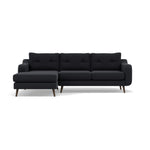 Phoebe Large Chaise Sofa - Large Chaise Sofa LHF Standard Back Grade B - Left Hand Facing Sterling Home 1 Plush Velvet Charcoal American Walnut