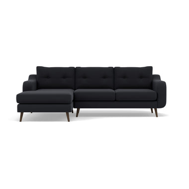 Phoebe Large Chaise Sofa - Large Chaise Sofa LHF Standard Back Grade B - Left Hand Facing Sterling Home 1 Plush Velvet Charcoal American Walnut