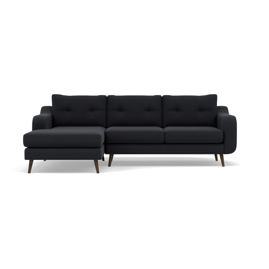 Phoebe Large Chaise Sofa - Large Chaise Sofa LHF Standard Back Grade B - Left Hand Facing Sterling Home 1 Plush Velvet Charcoal American Walnut