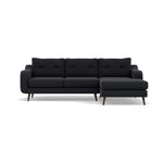 Phoebe Large Chaise Sofa - Large Chaise Sofa RHF Standard Back Grade B - Right Hand Facing Sterling Home 1 Plush Velvet Charcoal American Walnut