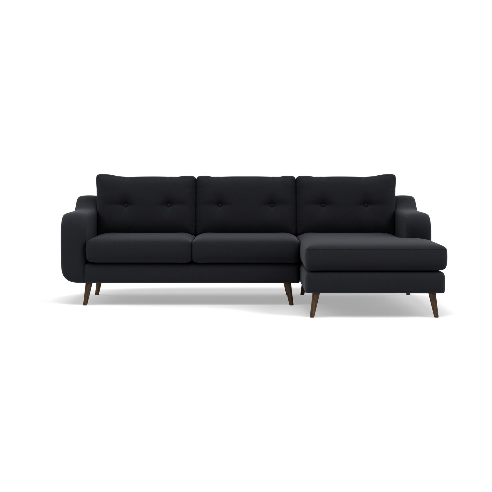 Phoebe Large Chaise Sofa - Large Chaise Sofa RHF Standard Back Grade B - Right Hand Facing Sterling Home 1 Plush Velvet Charcoal American Walnut