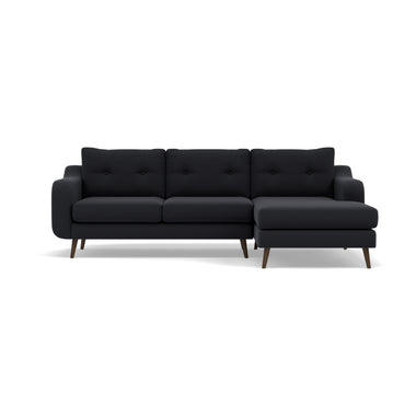 Phoebe Large Chaise Sofa - Large Chaise Sofa RHF Standard Back Grade B - Right Hand Facing Sterling Home 1 Plush Velvet Charcoal American Walnut