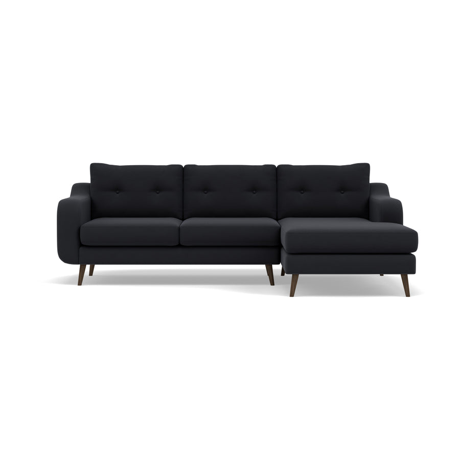 Phoebe Large Chaise Sofa - Large Chaise Sofa RHF Standard Back Grade B - Right Hand Facing Sterling Home 1 Plush Velvet Charcoal American Walnut