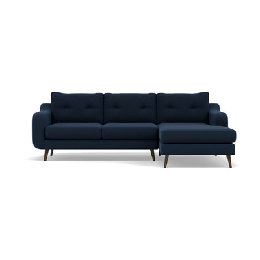 Phoebe Large Chaise Sofa - Large Chaise Sofa RHF Standard Back Grade B - Right Hand Facing Sterling Home 6 Plush Velvet Indigo American Walnut