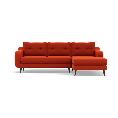 Phoebe Large Chaise Sofa - Large Chaise Sofa RHF Standard Back Grade B - Right Hand Facing Sterling Home 10 Plush Velvet Paprika American Walnut