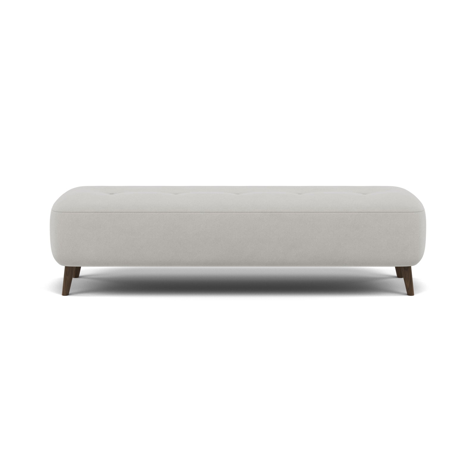 Phoebe Footstool - Medium Bench Stool Grade B Sterling Home 14 Plush Velvet Silver American Walnut
