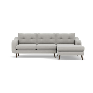 Phoebe Large Chaise Sofa - Large Chaise Sofa RHF Standard Back Grade B - Right Hand Facing Sterling Home 14 Plush Velvet Silver American Walnut