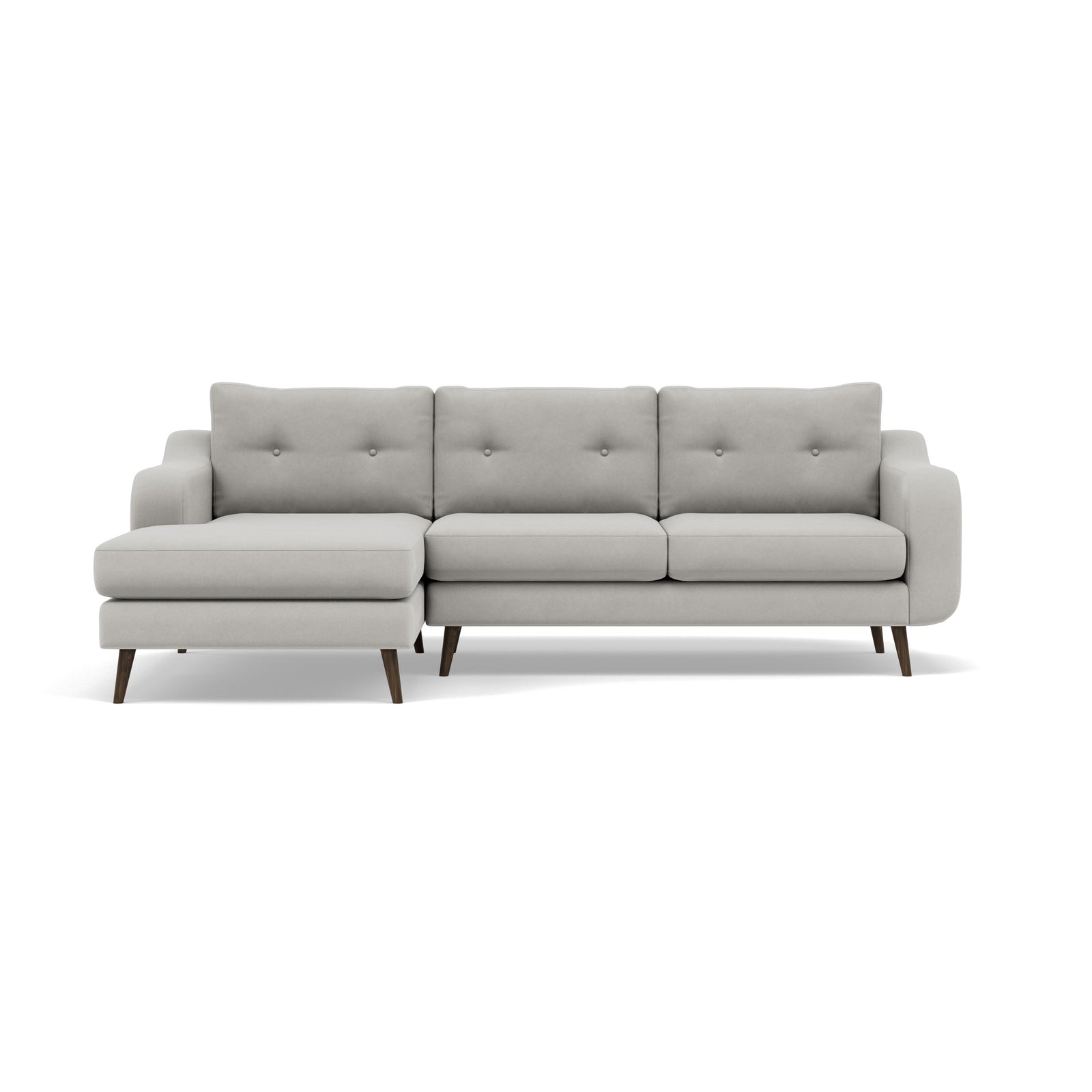 Phoebe Large Chaise Sofa - Large Chaise Sofa LHF Standard Back Grade B - Left Hand Facing Sterling Home 14 Plush Velvet Silver American Walnut