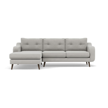 Phoebe Large Chaise Sofa - Large Chaise Sofa LHF Standard Back Grade B - Left Hand Facing Sterling Home 14 Plush Velvet Silver American Walnut