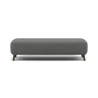 Phoebe Footstool - Medium Bench Stool Grade B Sterling Home 18 Plush Velvet Slate American Walnut