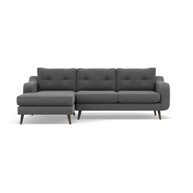 Phoebe Large Chaise Sofa - Large Chaise Sofa LHF Standard Back Grade B - Left Hand Facing Sterling Home 18 Plush Velvet Slate American Walnut