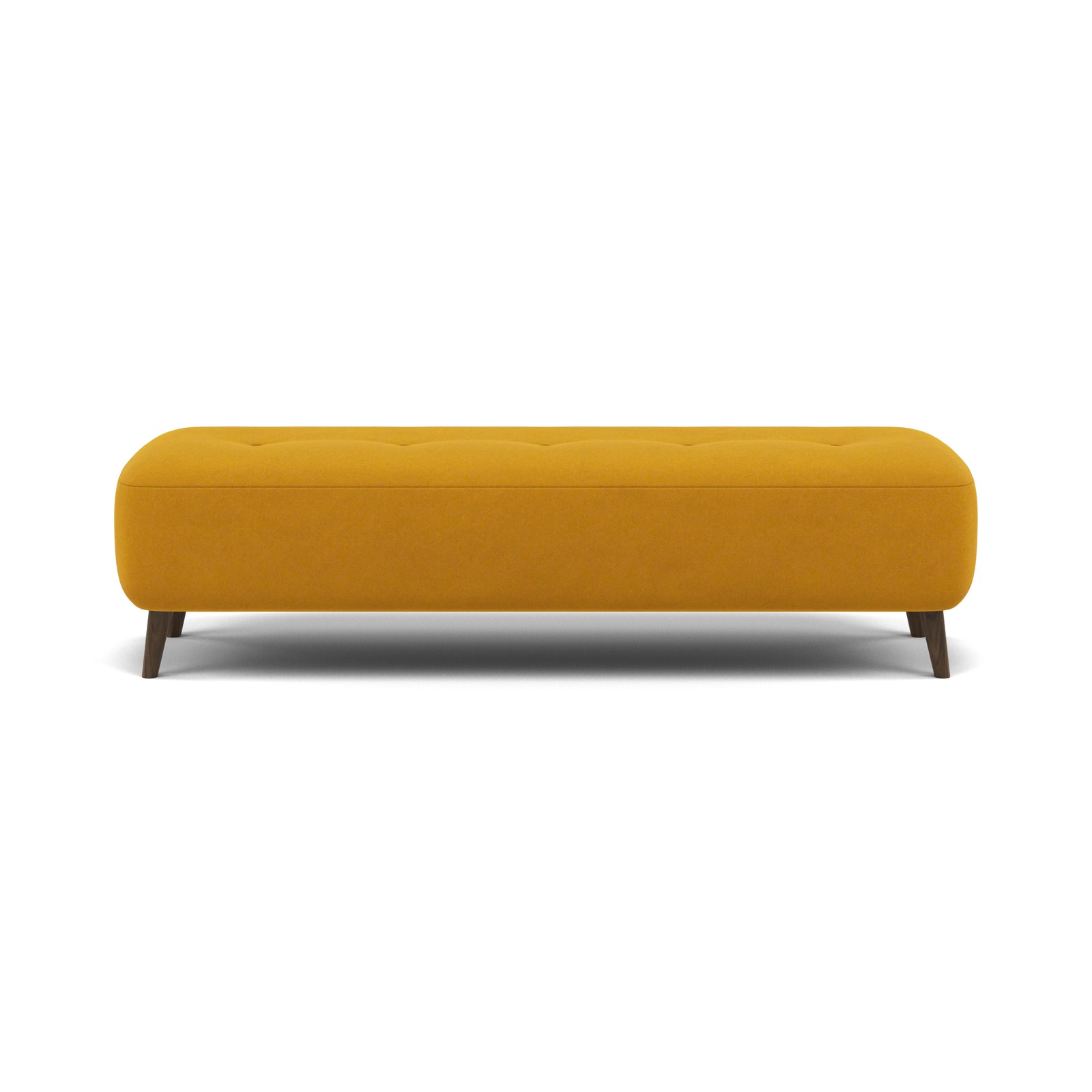 Phoebe Footstool - Medium Bench Stool Grade B Sterling Home 22 Plush Velvet Turmeric American Walnut