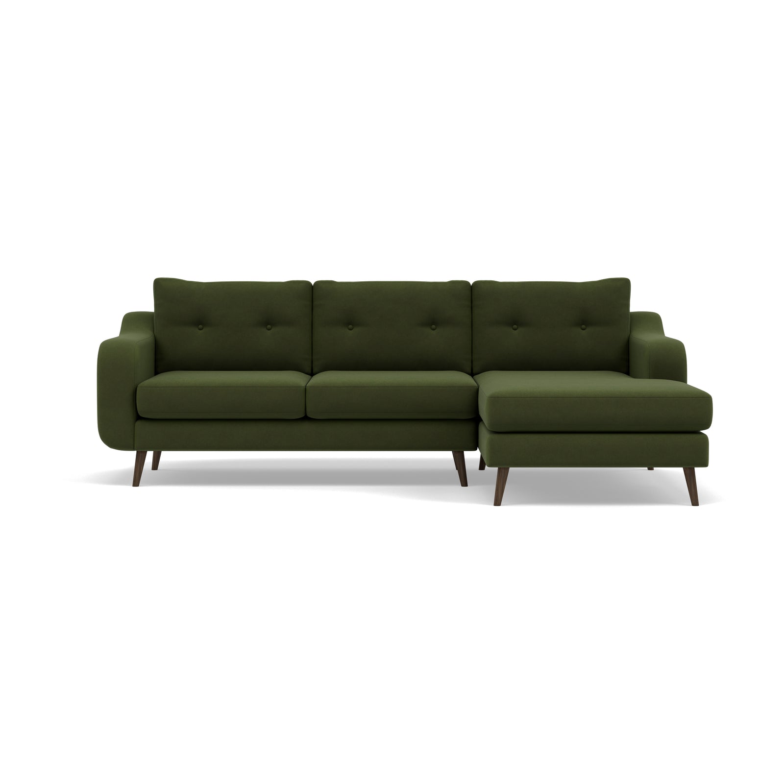 Phoebe Large Chaise Sofa - Large Chaise Sofa RHF Standard Back Grade B - Right Hand Facing Sterling Home 18 Plush Velvet Vine American Walnut