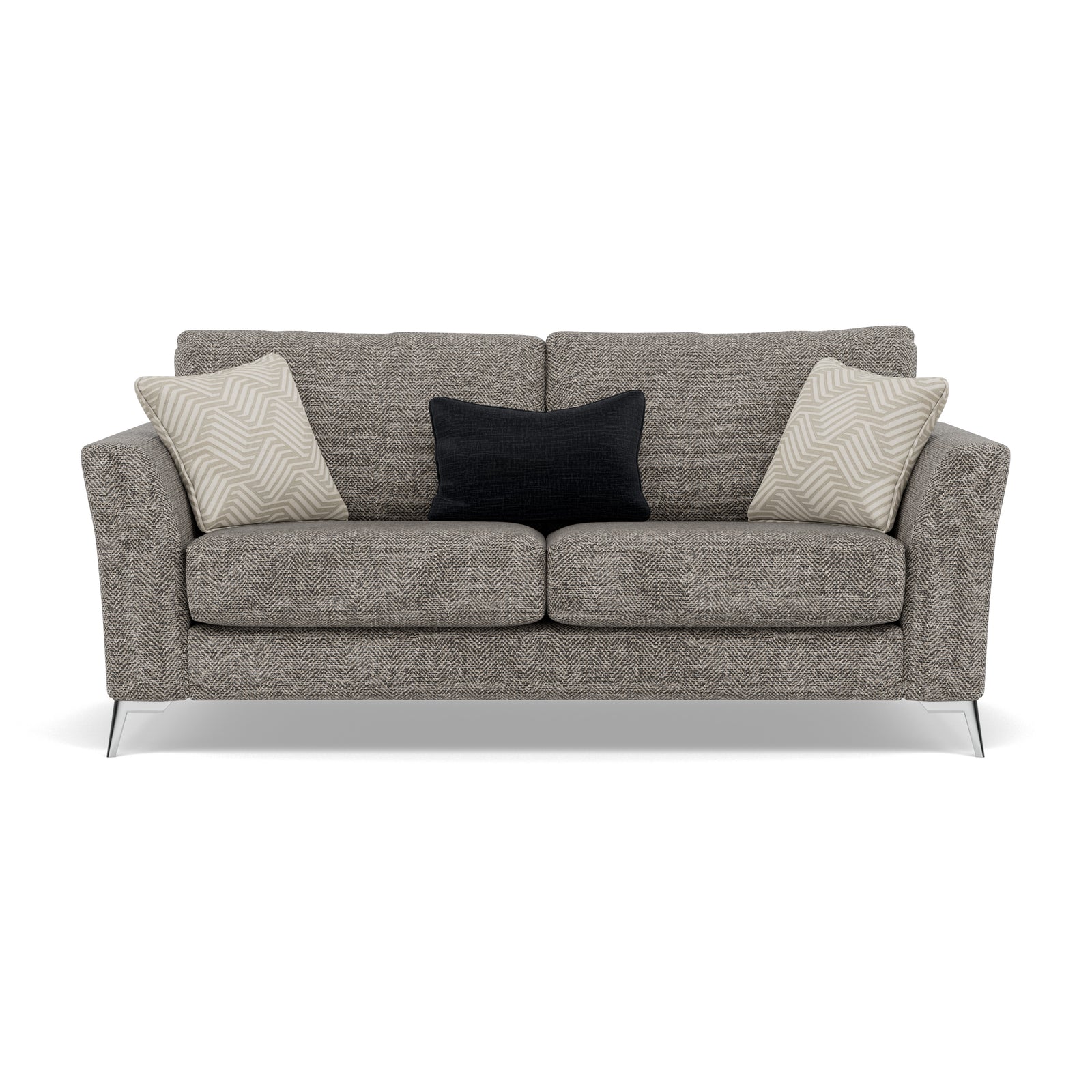 Chilton Small 3 Seater Sofa - 2.5 Seater Sofa Fabric 3 Seater Sofas Sterling Home 3 Chrome Feet Barley Charcoal