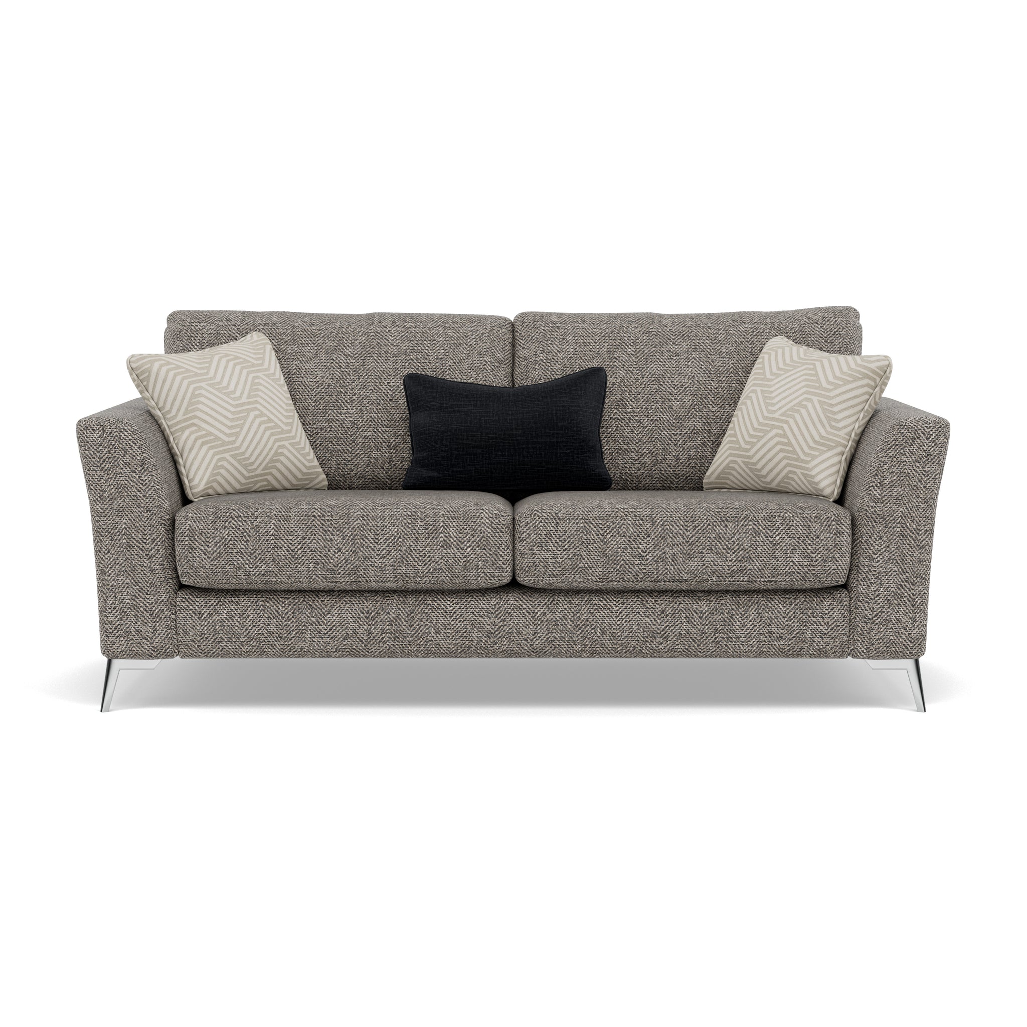 Chilton Small 3 Seater Sofa - 2.5 Seater Sofa Fabric 3 Seater Sofas Sterling Home 3 Chrome Feet Barley Charcoal