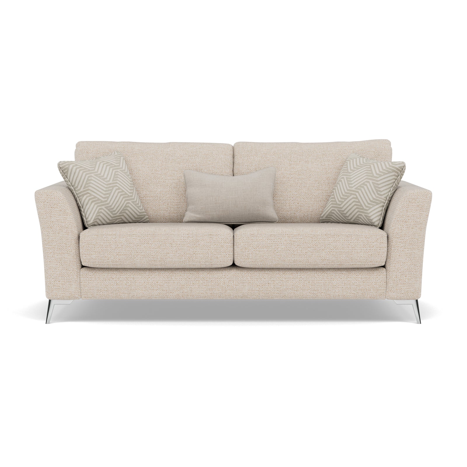 Chilton Small 3 Seater Sofa - 2.5 Seater Sofa Fabric 3 Seater Sofas Sterling Home 1 Chrome Feet Barley Linen