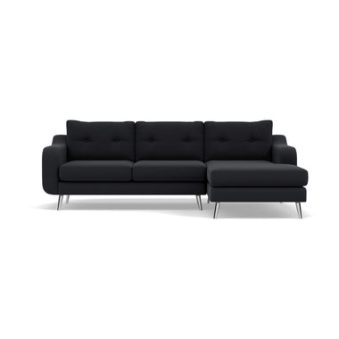 Phoebe Large Chaise Sofa - Large Chaise Sofa RHF Standard Back Grade B - Right Hand Facing Sterling Home 5 Plush Velvet Charcoal Chrome