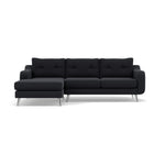 Phoebe Large Chaise Sofa - Large Chaise Sofa LHF Standard Back Grade B - Left Hand Facing Sterling Home 5 Plush Velvet Charcoal Chrome