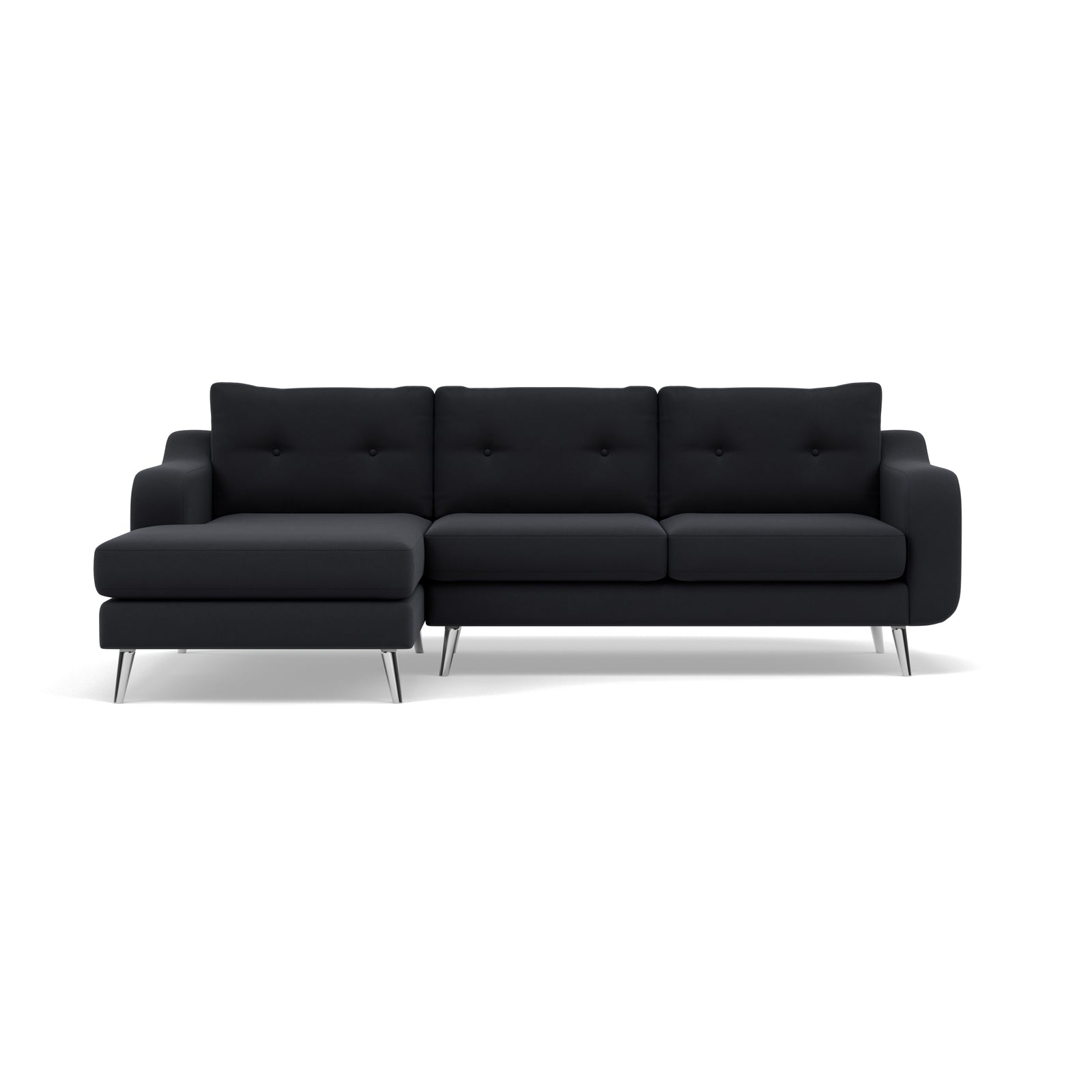 Phoebe Large Chaise Sofa - Large Chaise Sofa LHF Standard Back Grade B - Left Hand Facing Sterling Home 5 Plush Velvet Charcoal Chrome
