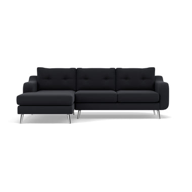 Phoebe Large Chaise Sofa - Large Chaise Sofa LHF Standard Back Grade B - Left Hand Facing Sterling Home 5 Plush Velvet Charcoal Chrome