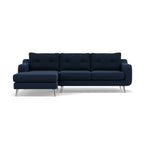 Phoebe Large Chaise Sofa - Large Chaise Sofa LHF Standard Back Grade B - Left Hand Facing Sterling Home 9 Plush Velvet Indigo Chrome