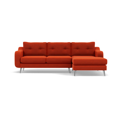 Phoebe Large Chaise Sofa - Large Chaise Sofa RHF Standard Back Grade B - Right Hand Facing Sterling Home 13 Plush Velvet Paprika Chrome