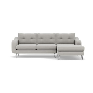 Phoebe Large Chaise Sofa - Large Chaise Sofa RHF Standard Back Grade B - Right Hand Facing Sterling Home 17 Plush Velvet Silver Chrome