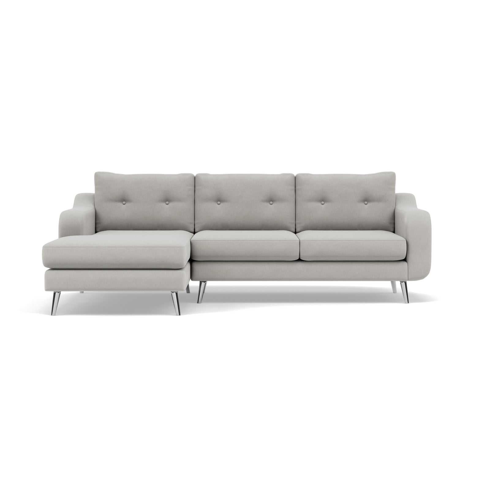Phoebe Large Chaise Sofa - Large Chaise Sofa LHF Standard Back Grade B - Left Hand Facing Sterling Home 17 Plush Velvet Silver Chrome