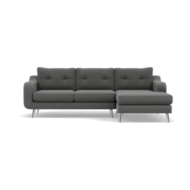 Phoebe Large Chaise Sofa - Large Chaise Sofa RHF Standard Back Grade B - Right Hand Facing Sterling Home 21 Plush Velvet Slate Chrome
