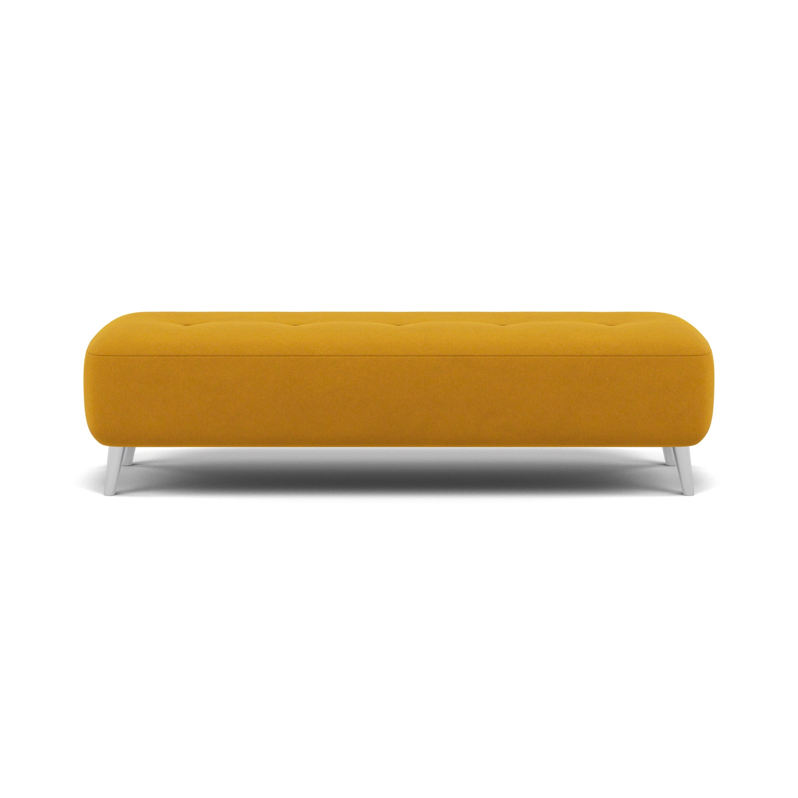 Phoebe Footstool - Medium Bench Stool Grade B Sterling Home 25 Plush Velvet Turmeric Chrome