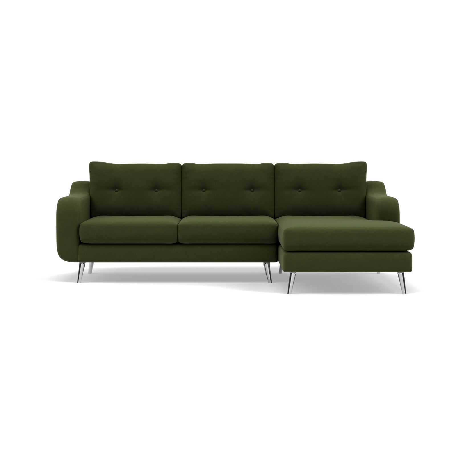 Phoebe Large Chaise Sofa - Large Chaise Sofa RHF Standard Back Grade B - Right Hand Facing Sterling Home 21 Plush Velvet Vine Chrome
