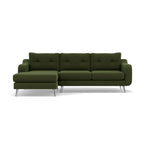 Phoebe Large Chaise Sofa - Large Chaise Sofa LHF Standard Back Grade B - Left Hand Facing Sterling Home 21 Plush Velvet Vine Chrome