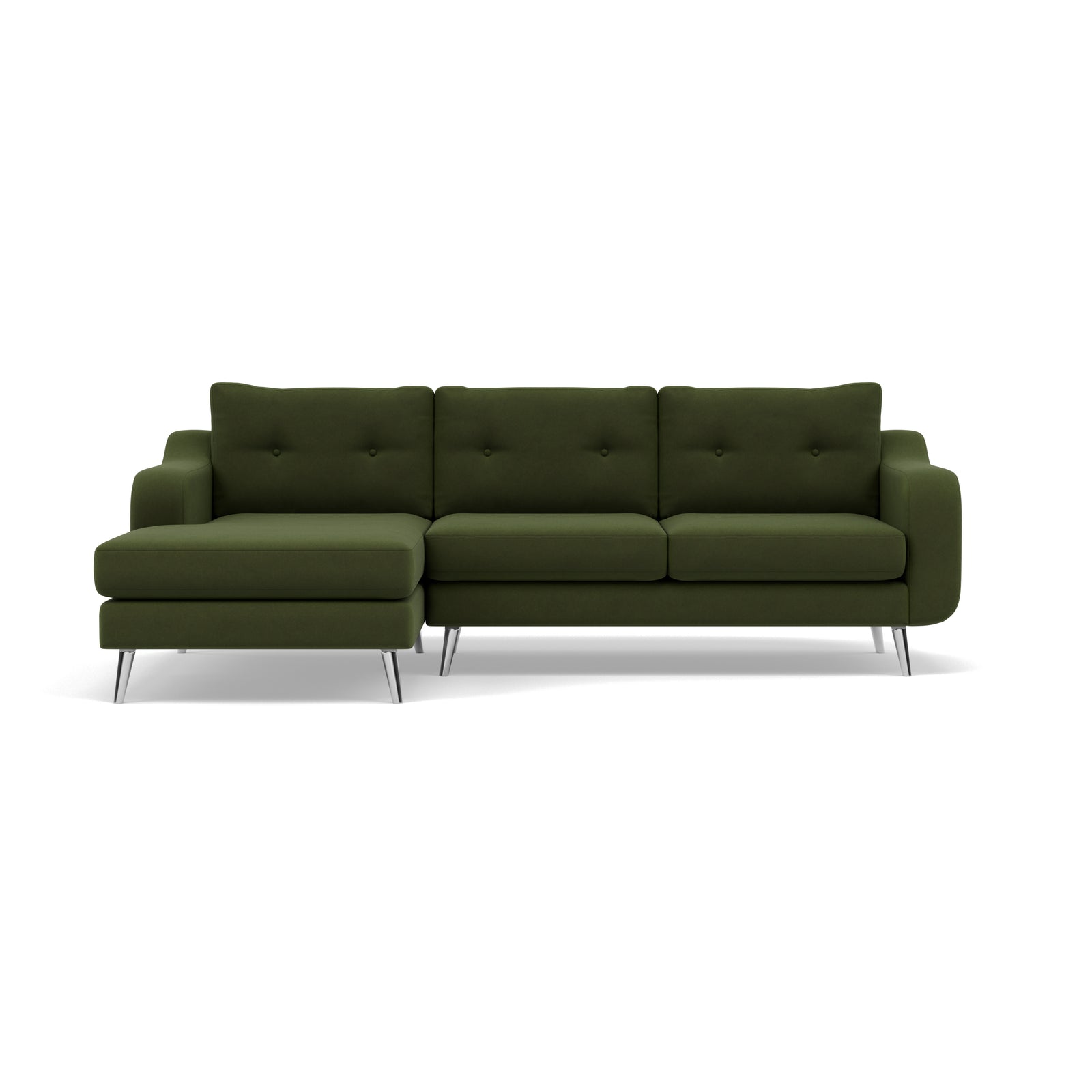 Phoebe Large Chaise Sofa - Large Chaise Sofa LHF Standard Back Grade B - Left Hand Facing Sterling Home 21 Plush Velvet Vine Chrome